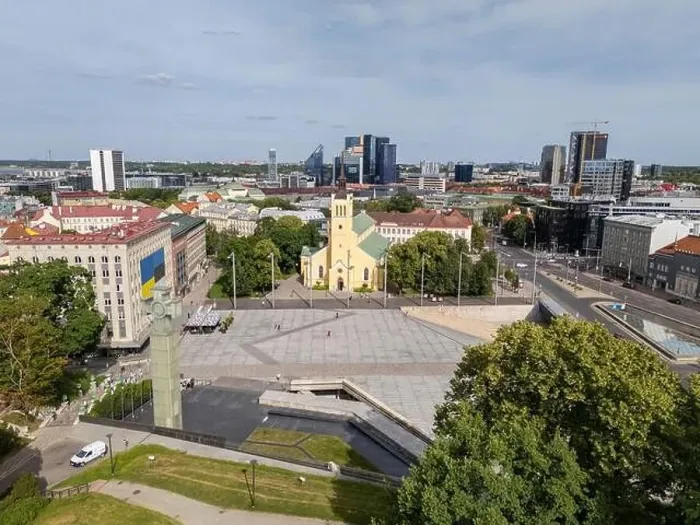 Framed Print : Aerial drone photo over Tallinn downtown Framed Print : Aerial drone photo over Tallinn downtown