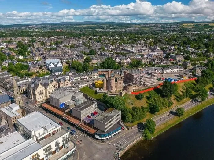 Framed Print : Aerial drone photo of the town centre of Inverness in Scotland Framed Print : Aerial drone photo of the town centre of Inverness in Scotland