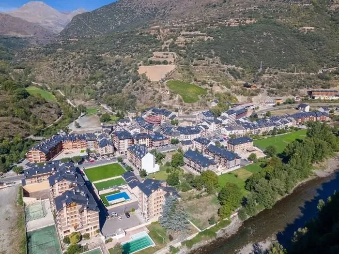 Framed Print : Aerial drone photo of the town named Rialp in the region of Lerida Framed Print : Aerial drone photo of the town named Rialp in the region of Lerida