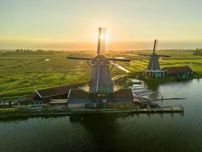 Framed Print : Aerial drone photo of the Zaanse Schans Framed Print : Aerial drone photo of the Zaanse Schans