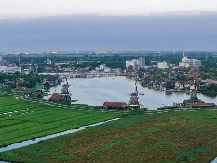 Framed Print : Aerial drone photo of the Zaanse Schans Framed Print : Aerial drone photo of the Zaanse Schans