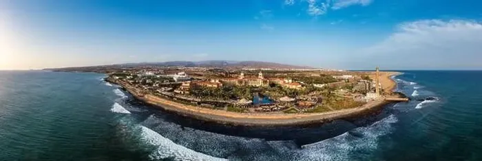 Framed Print : Aerial drone of the popular resort town of Meloneras Framed Print : Aerial drone of the popular resort town of Meloneras