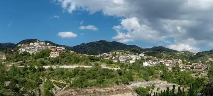 Framed Print : Aerial drone scenery of mountain traditional village of Agros. Troodos mountains Cyprus Framed Print : Aerial drone scenery of mountain traditional village of Agros. Troodos mountains Cyprus