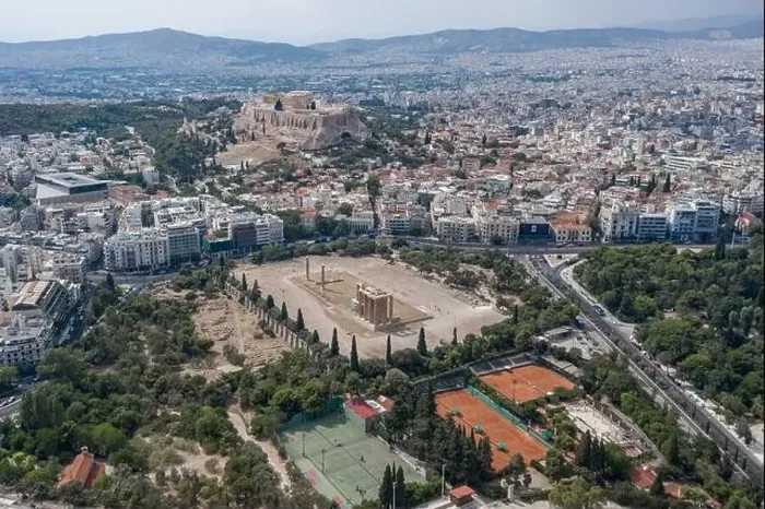 Framed Print : Aerial drone shot of Acropoli of Athens, museum and Zeus Olympion Temple collumn ruins Framed Print : Aerial drone shot of Acropoli of Athens, museum and Zeus Olympion Temple collumn ruins