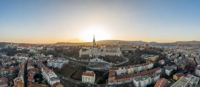 Framed Print : Aerial drone shot of Fisherman's Bastion on Buda Hill in Budapest sunset Framed Print : Aerial drone shot of Fisherman's Bastion on Buda Hill in Budapest sunset