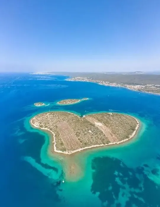 Framed Print : Aerial drone shot of heart-shaped island Galesnjak in Dalamatia Croatia Framed Print : Aerial drone shot of heart-shaped island Galesnjak in Dalamatia Croatia