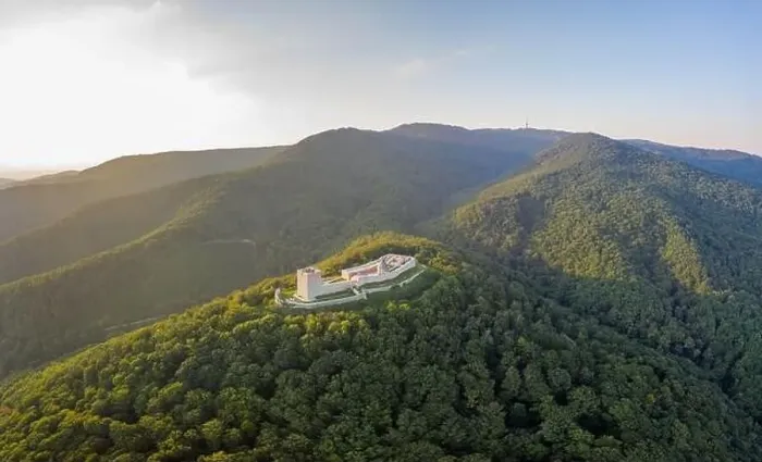 Framed Print : Aerial drone shot of Oltar Domovine ston fortress castle on top of Zagreb uptown hill Framed Print : Aerial drone shot of Oltar Domovine ston fortress castle on top of Zagreb uptown hill