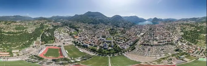 Framed Print : Aerial drone shot panorama view of Lugano by lake, monte salvatore, monte bre in Switzerland Framed Print : Aerial drone shot panorama view of Lugano by lake, monte salvatore, monte bre in Switzerland