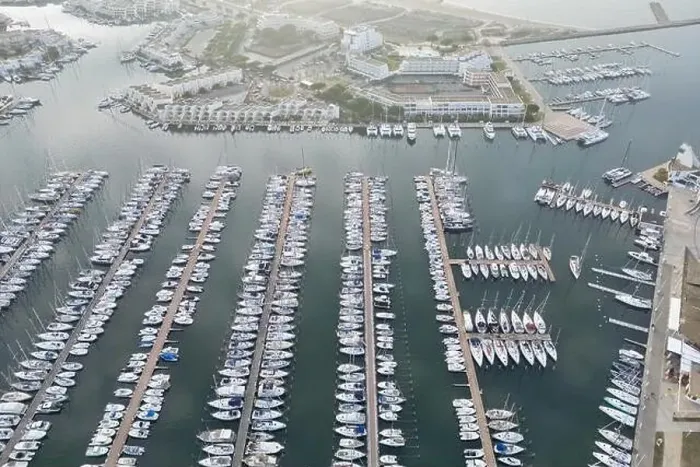 Framed Print : Aerial drone shot of the port and marina in Port Camargue, Occitanie, France Framed Print : Aerial drone shot of the port and marina in Port Camargue, Occitanie, France
