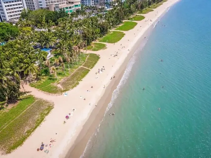 Framed Print : Aerial drone shot of Sanya bay beach with tourists in Sanya city Hainan island China Framed Print : Aerial drone shot of Sanya bay beach with tourists in Sanya city Hainan island China