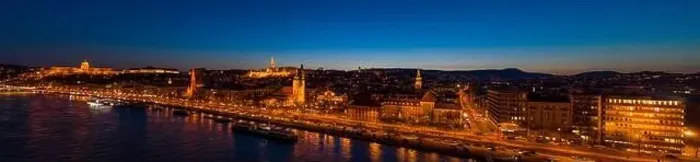 Framed Print : Aerial drone shot of St. Anne Parish church by Danube river at Budapest dusk city lights on Framed Print : Aerial drone shot of St. Anne Parish church by Danube river at Budapest dusk city lights on
