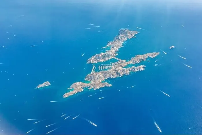 Framed Print : Aerial drone shot view of yachts between Ile Sainte Marguerite and Ile Saint Honorat in mediterranean sea Framed Print : Aerial drone shot view of yachts between Ile Sainte Marguerite and Ile Saint Honorat in mediterranean sea