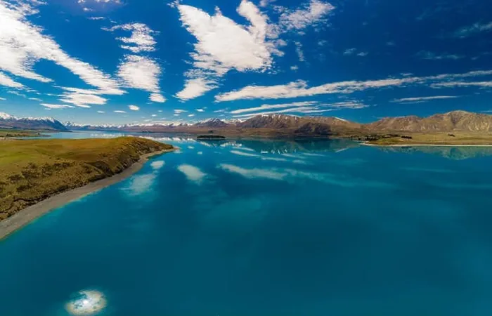 Framed Print : Aerial drone shots of beautiful Lake Tekapo with reflection of sky and mountains, New Zealand Framed Print : Aerial drone shots of beautiful Lake Tekapo with reflection of sky and mountains, New Zealand
