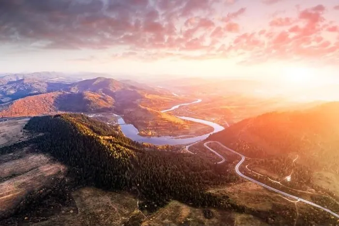 Framed Print : Aerial drone view over the autumn mountains with mountain road serpentine, river and forest. Landscape photography Framed Print : Aerial drone view over the autumn mountains with mountain road serpentine, river and forest. Landscape photography