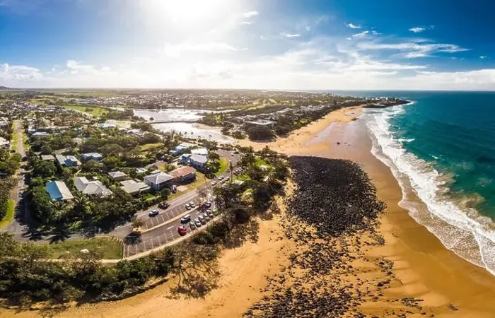 Framed Print : Aerial drone view of Bargara beach and surrounding area, Queensland, Australia Framed Print : Aerial drone view of Bargara beach and surrounding area, Queensland, Australia