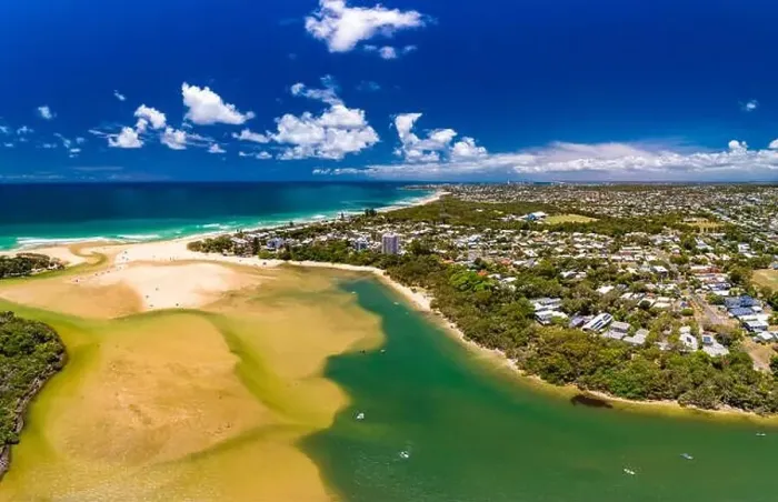 Framed Print : Aerial drone view of beach and Currimundi Lake, Caloundra, Sunshine Coast, Queensland, Australia Framed Print : Aerial drone view of beach and Currimundi Lake, Caloundra, Sunshine Coast, Queensland, Australia