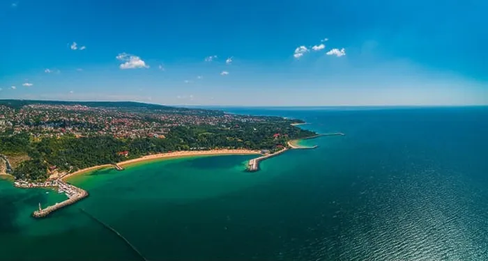 Framed Print : Aerial drone view of beautiful Black sea coast near Varna, Bulgaria Framed Print : Aerial drone view of beautiful Black sea coast near Varna, Bulgaria