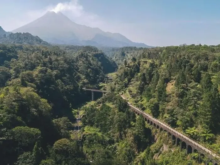 Framed Print : Aerial drone view of a bridge in the middle of forest in Plunyon, Yogyakarta, Indonesia Framed Print : Aerial drone view of a bridge in the middle of forest in Plunyon, Yogyakarta, Indonesia