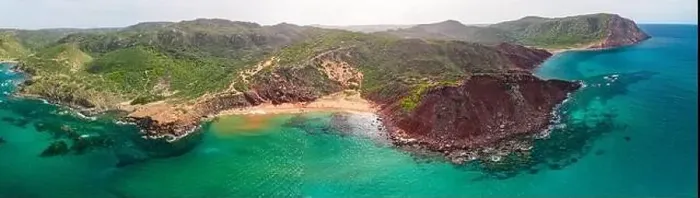 Framed Print : Aerial drone view of Cala del Pilar beach scenery on north cost of Menorca, near Ferreries Framed Print : Aerial drone view of Cala del Pilar beach scenery on north cost of Menorca, near Ferreries