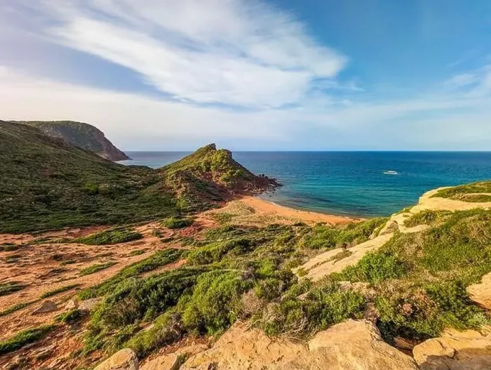 Framed Print : Aerial drone view of Cala del Pilar beach scenery on north cost of Menorca, near Ferreries Framed Print : Aerial drone view of Cala del Pilar beach scenery on north cost of Menorca, near Ferreries