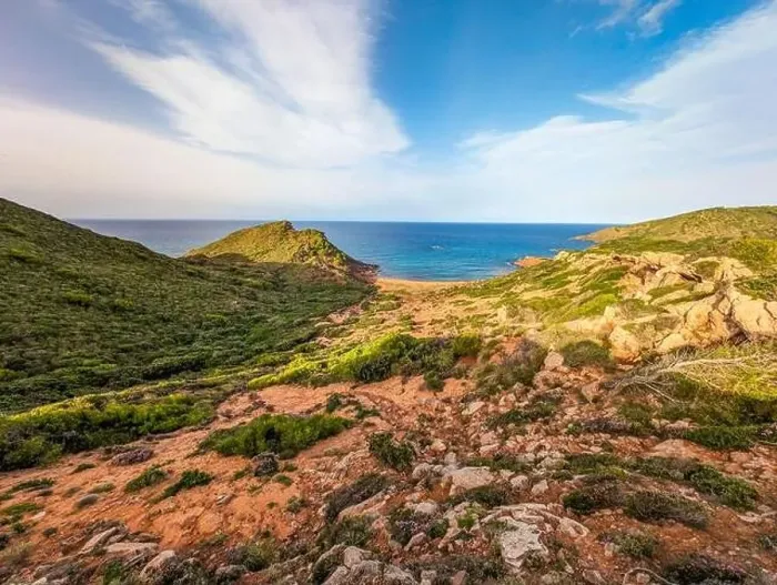 Framed Print : Aerial drone view of Cala del Pilar beach scenery on north cost of Menorca, near Ferreries Framed Print : Aerial drone view of Cala del Pilar beach scenery on north cost of Menorca, near Ferreries