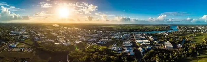 Framed Print : Aerial drone view of central area of Bundaberg, Queensland, Australia Framed Print : Aerial drone view of central area of Bundaberg, Queensland, Australia