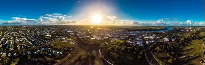 Framed Print : Aerial drone view of central area of Bundaberg, Queensland, Australia Framed Print : Aerial drone view of central area of Bundaberg, Queensland, Australia