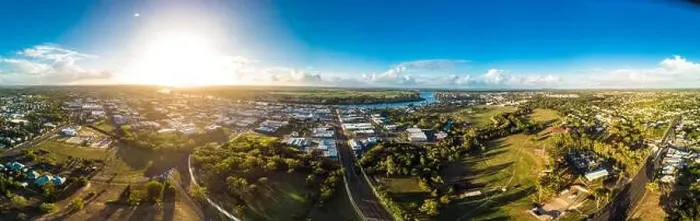 Framed Print : Aerial drone view of central area of Bundaberg, Queensland, Australia Framed Print : Aerial drone view of central area of Bundaberg, Queensland, Australia