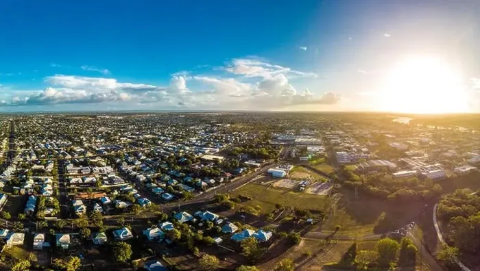Framed Print : Aerial drone view of central area of Bundaberg, Queensland, Australia Framed Print : Aerial drone view of central area of Bundaberg, Queensland, Australia