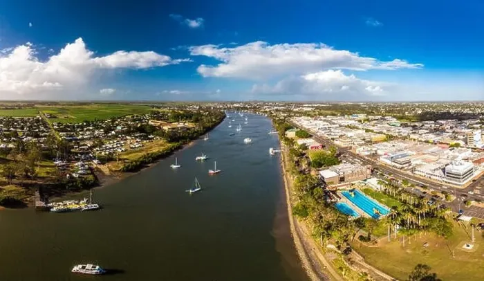 Framed Print : Aerial drone view of central area of Bundaberg, Queensland, Australia Framed Print : Aerial drone view of central area of Bundaberg, Queensland, Australia
