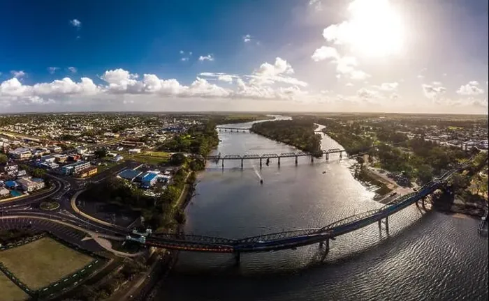 Framed Print : Aerial drone view of central area of Bundaberg, Queensland, Australia Framed Print : Aerial drone view of central area of Bundaberg, Queensland, Australia