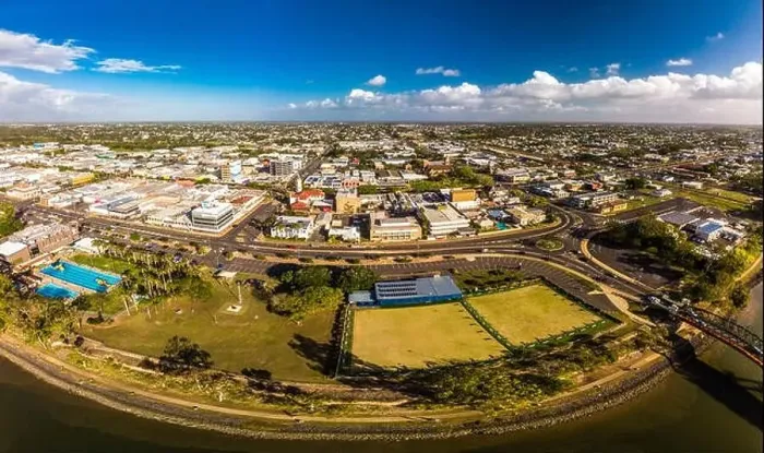 Framed Print : Aerial drone view of central area of Bundaberg, Queensland, Australia Framed Print : Aerial drone view of central area of Bundaberg, Queensland, Australia