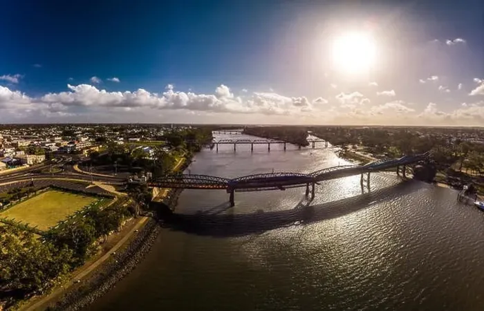 Framed Print : Aerial drone view of central area of Bundaberg, Queensland, Australia Framed Print : Aerial drone view of central area of Bundaberg, Queensland, Australia