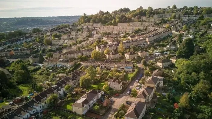 Framed Print : Aerial drone view over Charlcombe View Road, in the Fairfield Park area of Bath UK. (17-10-2023) Framed Print : Aerial drone view over Charlcombe View Road, in the Fairfield Park area of Bath UK. (17-10-2023)