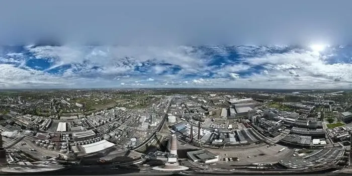 Framed Print : Aerial top down drone view on a chemical manufacturing factory