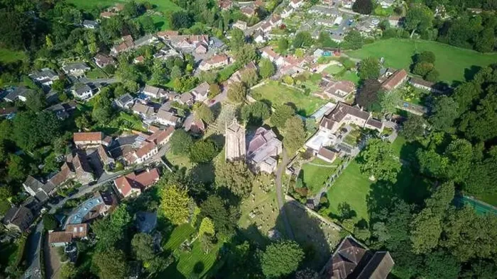 Framed Print : Aerial drone view over Chew Magna, the largest village in the Chew Valley. (03-09-2023) Framed Print : Aerial drone view over Chew Magna, the largest village in the Chew Valley. (03-09-2023)