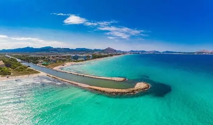 Framed Print : Aerial drone view of a coast line with beach in playa de Muro, Mallorca, Spain Framed Print : Aerial drone view of a coast line with beach in playa de Muro, Mallorca, Spain