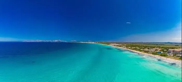 Framed Print : Aerial drone view of a coast line with beach in playa de Muro, Mallorca, Spain Framed Print : Aerial drone view of a coast line with beach in playa de Muro, Mallorca, Spain
