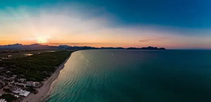 Framed Print : Aerial drone view of a coast line with beach in playa de Muro, Mallorca, Spain Framed Print : Aerial drone view of a coast line with beach in playa de Muro, Mallorca, Spain