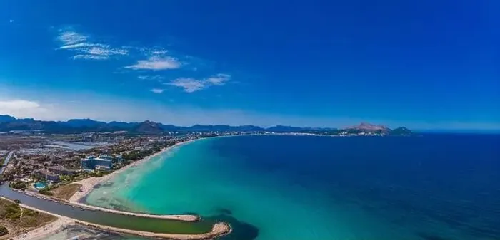 Framed Print : Aerial drone view of a coast line with beach in playa de Muro, Mallorca, Spain Framed Print : Aerial drone view of a coast line with beach in playa de Muro, Mallorca, Spain