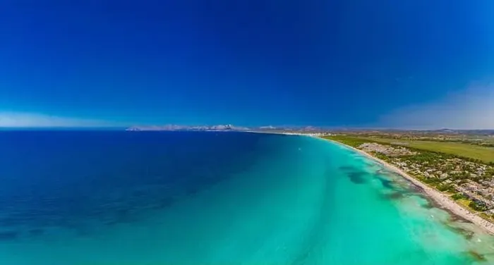 Framed Print : Aerial drone view of a coast line with beach in playa de Muro, Mallorca, Spain Framed Print : Aerial drone view of a coast line with beach in playa de Muro, Mallorca, Spain