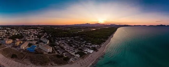 Framed Print : Aerial drone view of a coast line with beach in playa de Muro, Mallorca, Spain Framed Print : Aerial drone view of a coast line with beach in playa de Muro, Mallorca, Spain