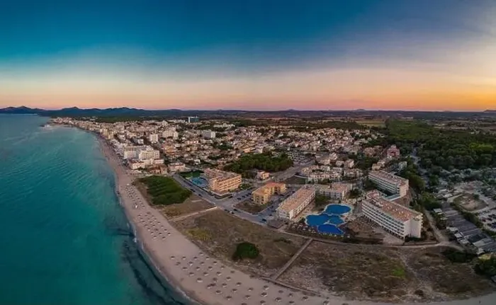 Framed Print : Aerial drone view of a coast line with beach in playa de Muro, Mallorca, Spain Framed Print : Aerial drone view of a coast line with beach in playa de Muro, Mallorca, Spain