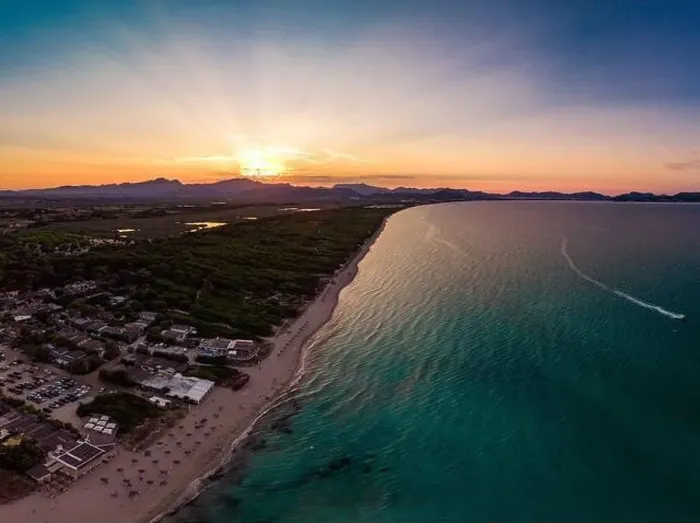 Framed Print : Aerial drone view of a coast line with beach in playa de Muro, Mallorca, Spain Framed Print : Aerial drone view of a coast line with beach in playa de Muro, Mallorca, Spain
