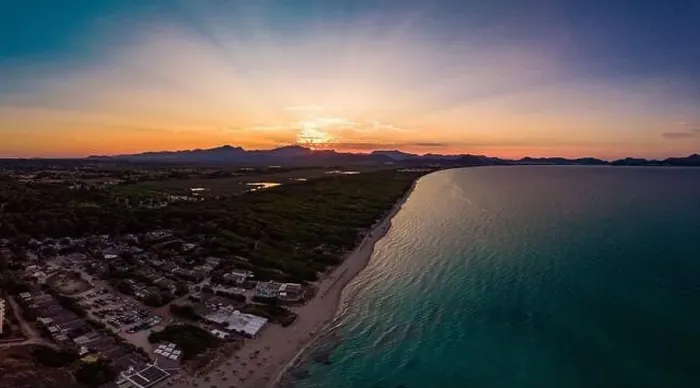Framed Print : Aerial drone view of a coast line with beach in playa de Muro, Mallorca, Spain Framed Print : Aerial drone view of a coast line with beach in playa de Muro, Mallorca, Spain