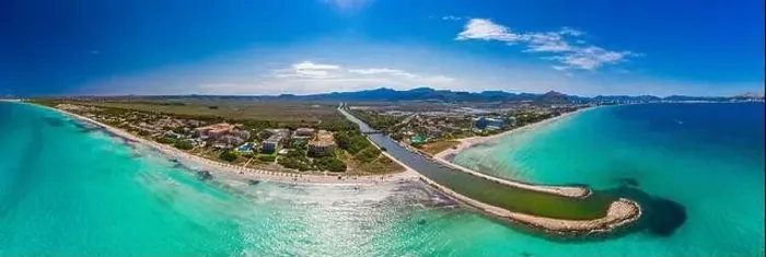 Framed Print : Aerial drone view of a coast line with beach in playa de Muro, Mallorca, Spain Framed Print : Aerial drone view of a coast line with beach in playa de Muro, Mallorca, Spain