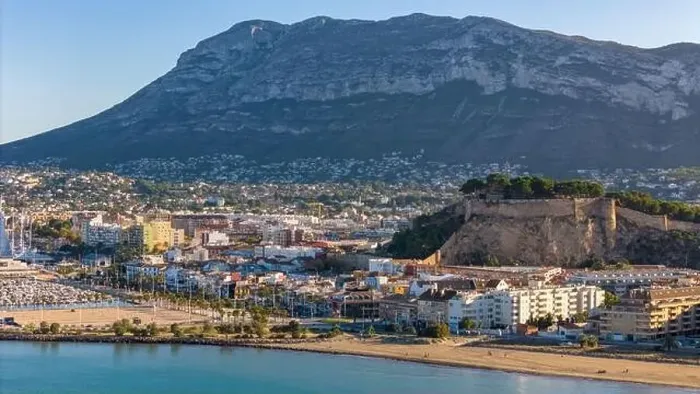 Framed Print : Aerial drone view of the coastal town named Denia Framed Print : Aerial drone view of the coastal town named Denia