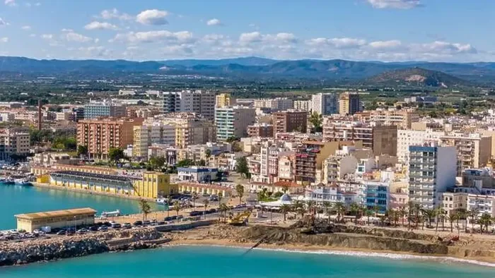 Framed Print : Aerial drone view on the coastal town of Vinaros in the province of Castellon Framed Print : Aerial drone view on the coastal town of Vinaros in the province of Castellon