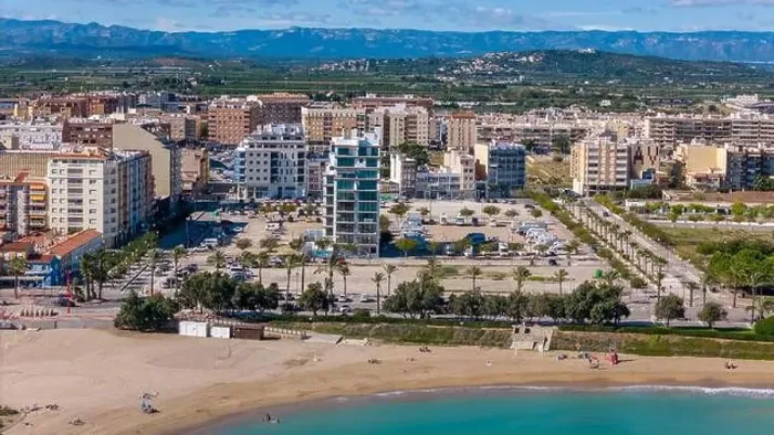 Framed Print : Aerial drone view on the coastal town of Vinaros in the province of Castellon Framed Print : Aerial drone view on the coastal town of Vinaros in the province of Castellon