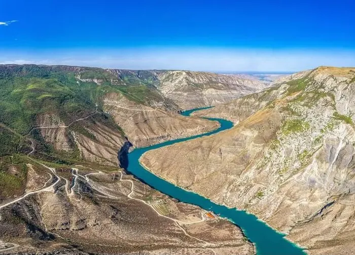 Framed Print : Aerial drone view to deep Sulak canyons Framed Print : Aerial drone view to deep Sulak canyons